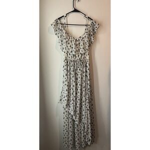 Abercrombie & Fitch‎ Floral Faux Wrap Maxi Dress White Blue Size Small
